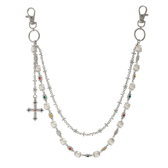 Men's Hiphop Metal Pants Chain With Cross Pendant Accessories