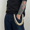 Men's Hiphop Metal Pants Chain With Large Pearl And Double Circle Design