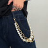 Men's Hiphop Metal Pants Chain With Large Pearl And Double Circle Design
