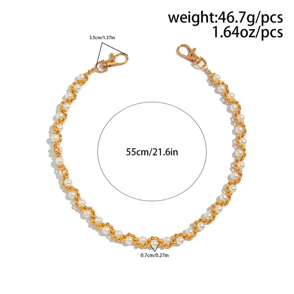 Men's Hiphop Metal Pants Chain With Pearlwrapped Design
