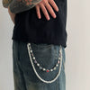 Men's Hiphop Metal Pearl Floret Pants Chain Waist Chain Accessories