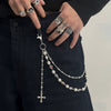 Men's Hiphop Metal Pearl Floret Pants Chain Waist Chain Accessories