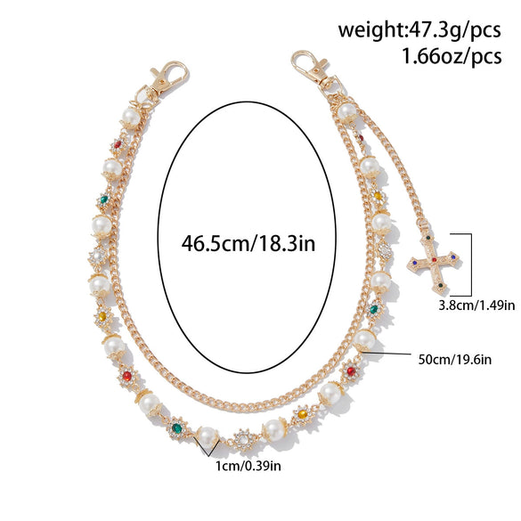 Men's Hiphop Metal Pearl Floret Pants Chain Waist Chain Accessories