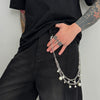 Men's Hiphop Metal Pearl Splicing Jeans Pendant Pants Chain Accessories