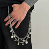 Men's Hiphop Metal Pearl Splicing Jeans Pendant Pants Chain Accessories