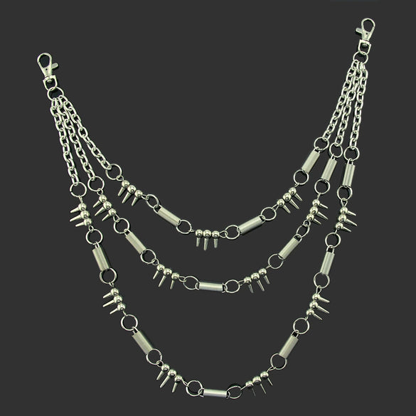 Men's Hiphop Metal Waist Chain For Jeans Decorative With Spring Ring And Lobster Clasp