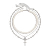 Men's Hiphop Niche Cross Necklace With Imitation Pearls And Alloy Pendant Geometric Pattern Handmade