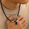 Men's Hiphop Niche Highend Simple Acrylic And Stainless Steel Geometric Handmade Beaded Necklace