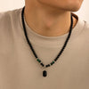 Men's Hiphop Niche Highend Simple Acrylic And Stainless Steel Geometric Handmade Beaded Necklace