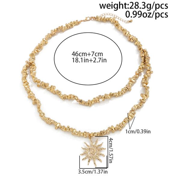 Men's Hiphop Niche Summer Alloy Geometric Pattern Handmade Sunflower Pendant Necklace