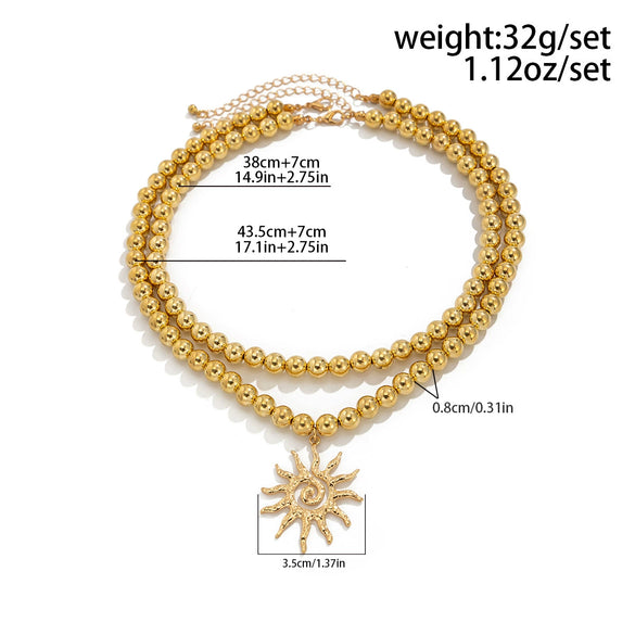 Men's Hiphop Niche Summer Alloy Geometric Pattern Handmade Sunflower Pendant Necklace