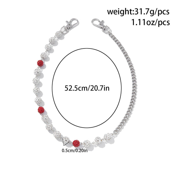 Men's Hiphop Plastic Ball Stitching Waist Chain For Jeans