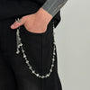 Men's Hiphop Retro Dice Splicing Metal Pearl Pants Chain Pendant