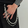 Men's Hiphop Retro Dice Splicing Metal Pearl Pants Chain Pendant