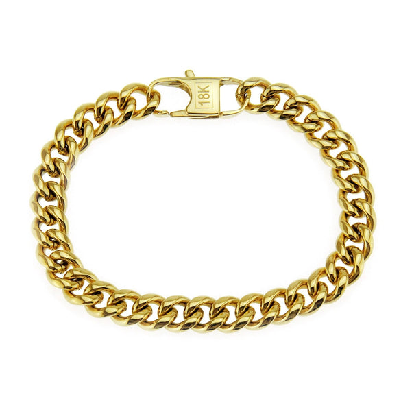 Men's Hiphop Stainless Steel Geometric Cuban Chain Bracelet With Electroplating