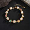 Men's Hiphop Style Alloy Handmade Flower Pearl Bracelet
