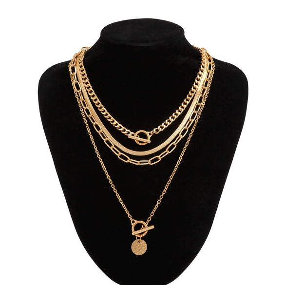 Men's Hiphop Style Alloy Handmade Geometric Flat Snake Chain Necklace