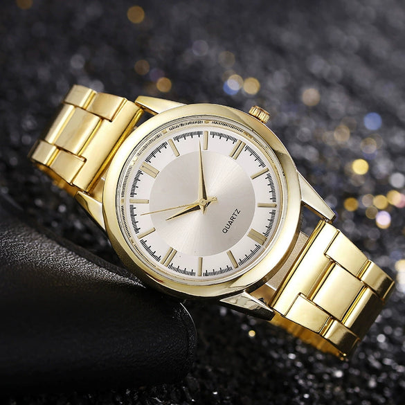 Men's Hiphop Style Alloy Watch With Round Dial And Stainless Steel Clasp
