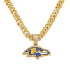 Men's Hiphop Style Eagle Head Football Team Logo Pendant Necklace With Cuban Chain And Zinc Alloy Pendant Electroplated