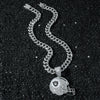 Men's Hiphop Style Zinc Alloy Cuban Chain With Football Team Logo Pendant Necklace Electroplated