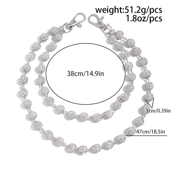 Men's Hiphop Waist Chain Jewelry Metal Ball Pendant With Diamondencrusted And Hand Hook Design