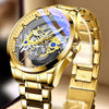 Men's Hollow Transparent Automatic Watch Alloy Stainless Steel Round Waterproof Luminous Leisure Style