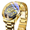 Men's Hollow Transparent Automatic Watch Alloy Stainless Steel Round Waterproof Luminous Leisure Style