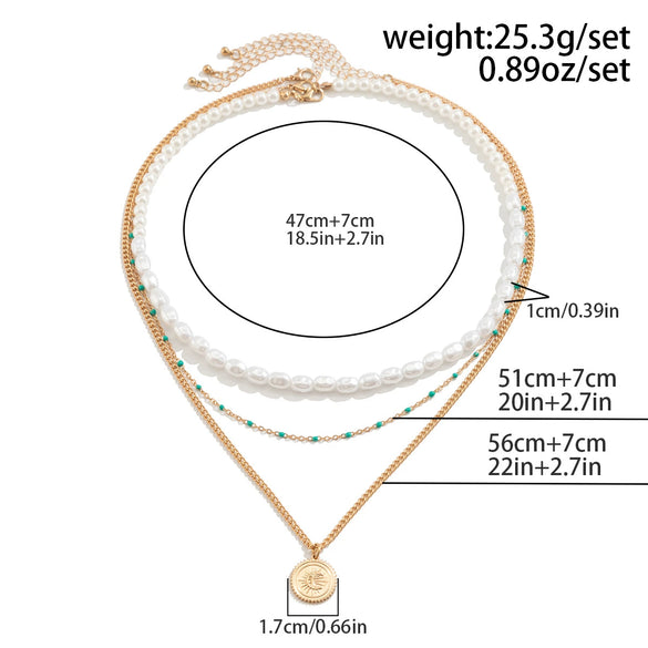 Men's Imitation Pearl Alloy Geometry Shaped Handmade Pendant Necklace