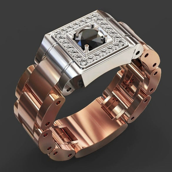 Men's Inlaid Zircon Copper Ring Jewelry
