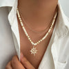 Men's Jewelry Alloy Geometric Handmade Coconut Shell Beaded Hiphop Niche Sun Pendant Clavicle Chain