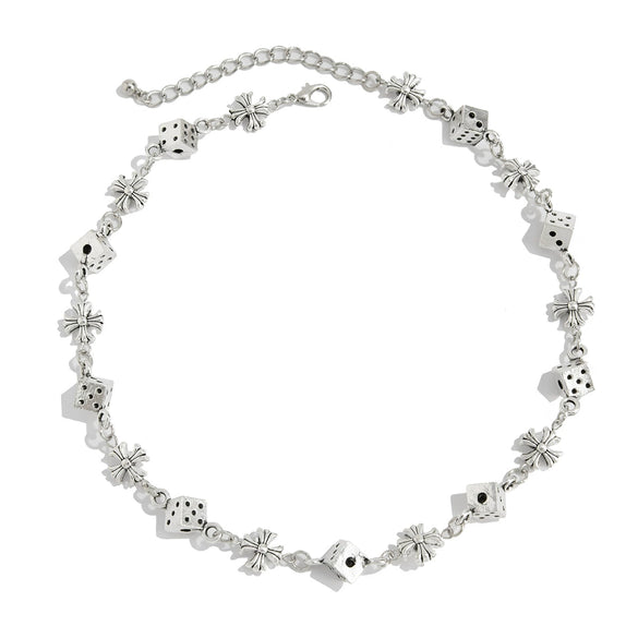 Men's Jewelry Alloy Geometric Handmade Dice Cross Stitching Necklace And Bracelet