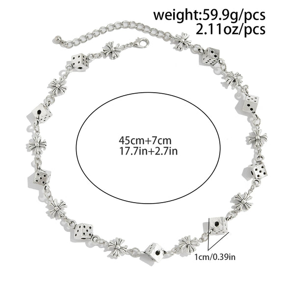 Men's Jewelry Alloy Geometric Handmade Dice Cross Stitching Necklace And Bracelet