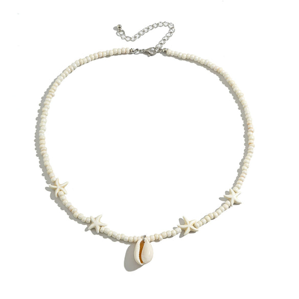 Men's Jewelry Beads Regular Chain Starfish Shell Hiphop Niche Highend Summer Clavicle Chain Handmade Geometric Style