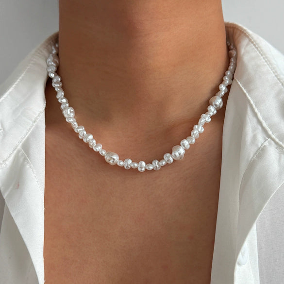 Men's Jewelry Geometric Imitation Pearl Handmade Necklace