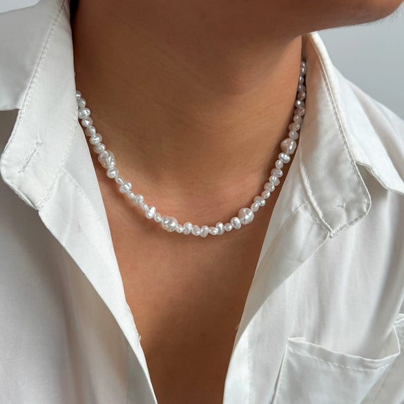 Men's Jewelry Geometric Imitation Pearl Handmade Necklace