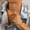Men's Jewelry Handmade Imitation Pearl And Organic Glass Geometric Beaded Necklace And Bracelet