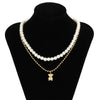 Men's Jewelry Pearl Alloy Bear Animals Zodiac Ball Chain Necklace