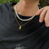 Men's Jewelry Pearl Alloy Bear Animals Zodiac Ball Chain Necklace