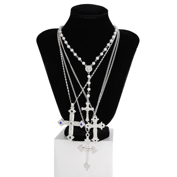 Men's Jewelry Pendant Necklace Alloy Geometric Handmade Pearl Clavicle Chain