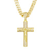 Men's Jewelry Retro Minimalist Copper Cross Pendant Necklace With Diamonds Electroplated Gold Polish