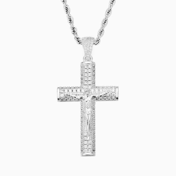 Men's Jewelry Retro Minimalist Copper Cross Pendant Necklace With Diamonds Electroplated Gold Polish