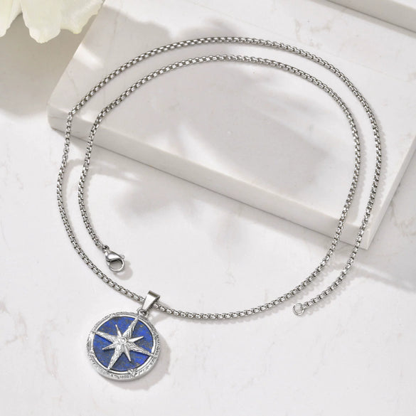 Men's Jewelry Stainless Steel Star Tiger Eye Pendant Necklace Fashion Style