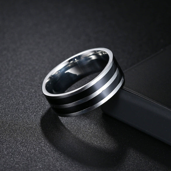 Men's Jewelry Titanium Steel Ring Geometric Dripping Oil Simple Style