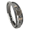 Men's Leather And Alloy Bracelet With Eagle Pattern Braided Rope Design Magnetic Buckle Electroplated