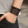 Men's Leather Bracelet Geometric Pattern Embossed Painted Oil Fuel Injection Punk Hiphop Fashion Style