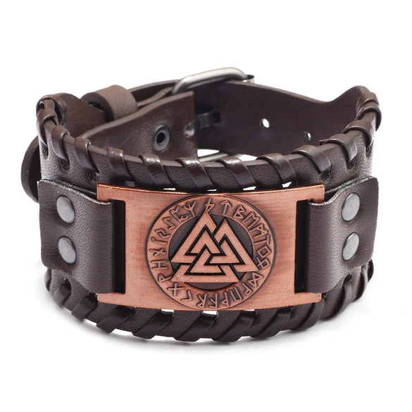 Men's Leather Bracelet With Wolf Head Alloy Accessories Handmade Animals Zodiac Style