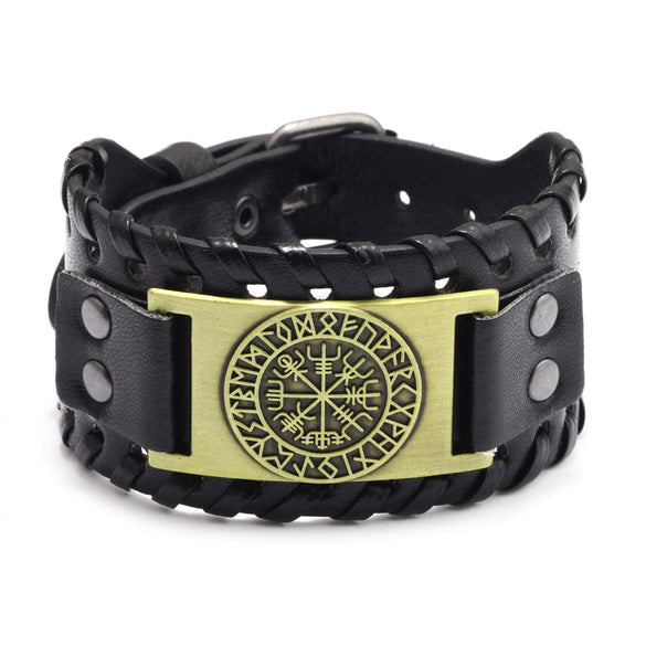Men's Leather Bracelet With Wolf Head Alloy Accessories Handmade Animals Zodiac Style
