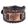 Men's Leather Bracelet With Wolf Head Alloy Accessories Handmade Animals Zodiac Style