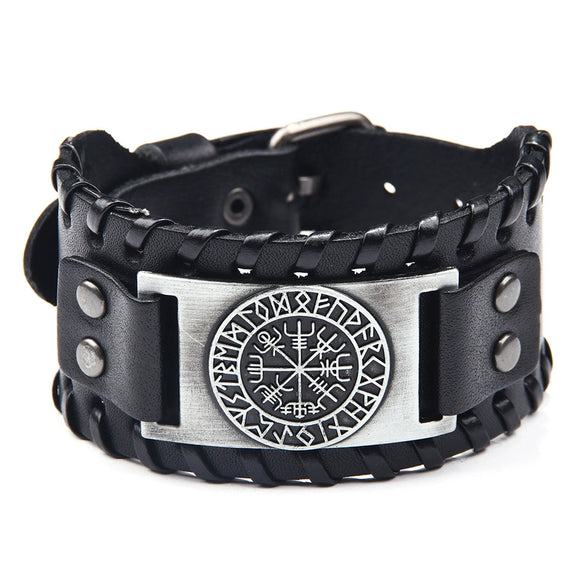 Men's Leather Bracelet With Wolf Head Alloy Accessories Handmade Animals Zodiac Style