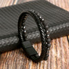 Men's Leather Handmade Multilayer Braided Magnetic Material Geometric Electroplated Bracelet